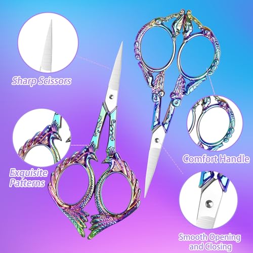 AQUEENLY Embroidery Scissors Small Sewing Scissors for Fabric Cutting 2 PCS