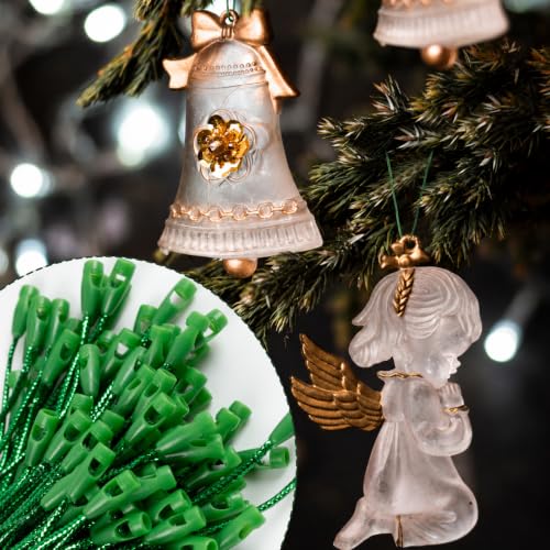 Christmas Tree Ornament String Hanger Precut Ribbon Hook with Snap Fastener - color: Green, size: 400pcs