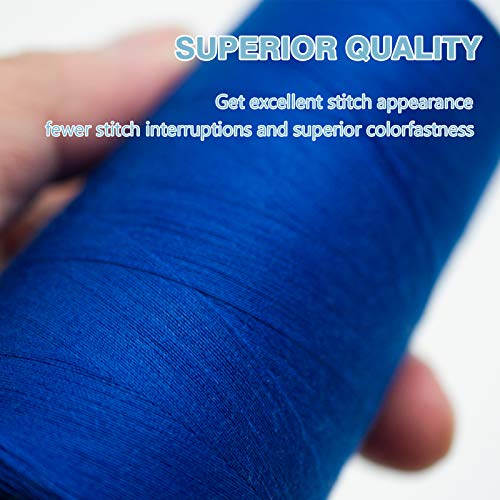 Blue Serger Thread, All-Purpose Thread for Sewing, Polyester, 4 Cones of 3000 Yards Each Spool for Sewing Machine - color: 4 blue