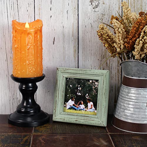 CVHOMEDECO. 4x4 Picture Frame Made of Solid Wood High Definition Glass Rustic Antique Designs Small Photo Frame for Tabletop Display and Wall Mounting, Distress Teal - color: Distress Teal B, size: 4" X 4"