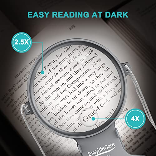 Hands Free Chest Rest LED Magnifier - Neck Wear Visual Aid Illuminated Magnifying Glass for Low Vision & Visually Impaired Seniors - Portable - Gifts for Mom, Dad, Grandmother, Women, Men