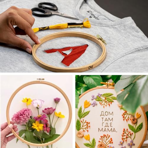 Opfiue 2 Pack 8 Inch Beech Wood Embroidery Hoop, Round - style: 8 Inch