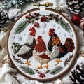 MGARDENMYI Christmas Embroidery Kit DIY Hand Embroidery Starter Cross Stitch Kits, Christmas Ornaments Embroidery with Stamped Pattern,Cotton,Threads,Needles,Instructions for Adults Beginners (Hen) - color: Hen