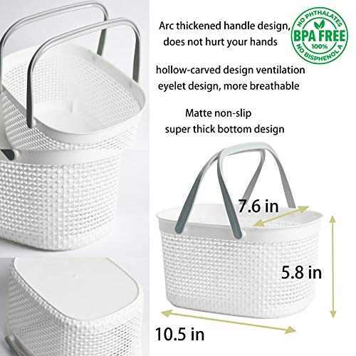 rejomiik Portable Plastic Shower Caddy Basket with Handles, White - color: White, size: 1 pack