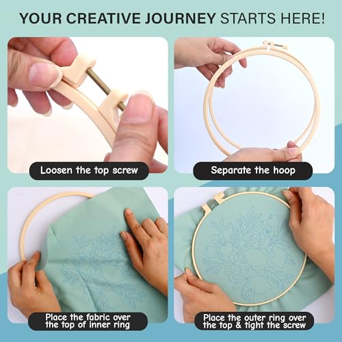 Colorful Flowers Embroidery Kit for Beginners – DIY Hand Embroidery Set with 3 Hoops, Stamped Patterns, Needles, Thread, Scissors – Floral Embroidery Kit for Adults, Teens, Women, Craft Lovers - color: Colorful Flowers