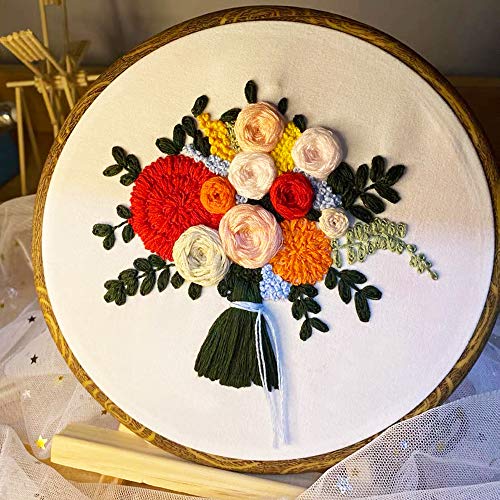 4 Pieces Embroidery Hoop Ring Plastic Cross Stitch Hoops Set Imitated Wood Display Frame Circle and Oval Embroidery Kits for Art Craft Sewing and Hanging,With 16pcs Gold Eye Sewing Needles - style: 4 pcs circle sizes
