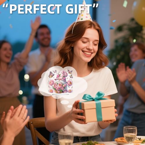 POETRYDRAW Diamond Art Ornament Desktop Kit Flower Gnome, Stand Up Diamonds Painting Ornament for Adults, 5D DIY Special Diamond Gem Craft Tabletop Placement Board Kit - color: Flower Gnome