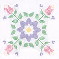 Quilt Blocks 18" x 18", Cross-Stitch Tulips