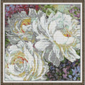 ITSTITCH Stamped Cross Stitch Kits - Full Set of Embroidery for Beginners or Adults,14 CT 2 Strands DIY White Rose Patterns Counted Arts Craft 16.5×17 inch - color: White Rose