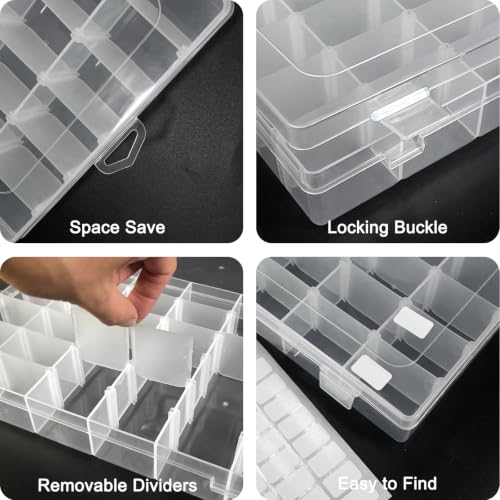 Guyuyii 6 Pcs Clear Plastic Organizer Box with Adjustable Dividers, 36 Grid Small Storage Case, Transparent Craft Organizer Container for Beads, Jewelry, Screws, Fishing Tackle, Art Supplies, Hardware - size: 6 Pack 36 Compartments