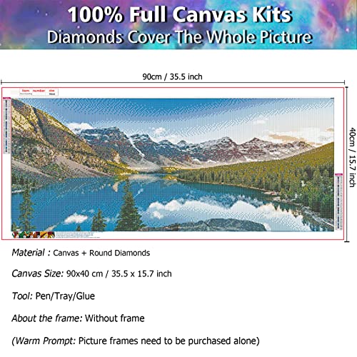 JATOK Diamond Painting Kit for Adults, Alpine Lake, 35.5 x 15.7 in - color: White