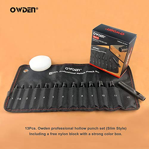 OWDEN Professional 13 Pcs Leather Hole Punch Set, Slim Style.1.0-12MM