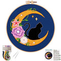 Louise Maelys Cat Moon Embroidery Kit for Beginners Floral DIY Craft Set - color: kit-18