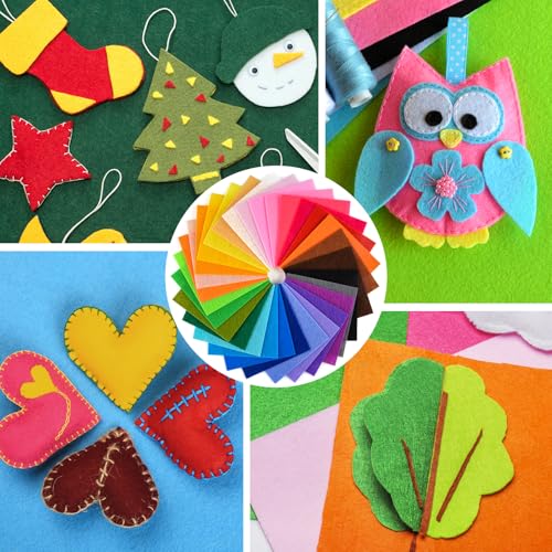 NEBURORA 80PCS Felt Fabric Sheets Craft Kit for DIY Sewing Crafts 2 Size