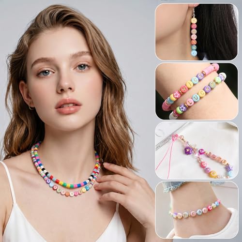 1500PCS Letter Beads, 4x7mm Alphabet Beads and Mixed-Style Beads - color: C+mixed