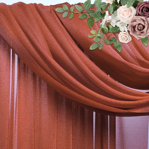 Wedding Arch Draping Fabric 1 Panel Terracotta Sheer Backdrop Drapes - color: Terracotta, size: 1 Panel