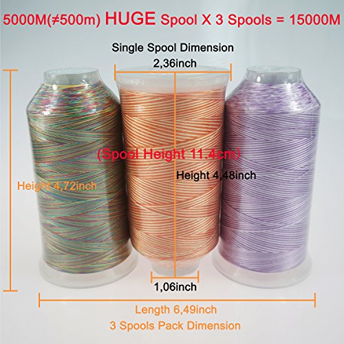 New brothread Huge Spools Embroidery Machine Thread -Variegated Colors 1 - color: 3xVARIEGATED COLOR 1