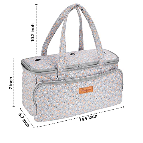 Yarn Bag-Yarn Storage Organizer with Grommets-Portable Crochet Bag for Yarn Skeins-Crochet Hooks-Knitting Needles -Other Accessories (Tulip-Orange) - color: Tulip-Orange