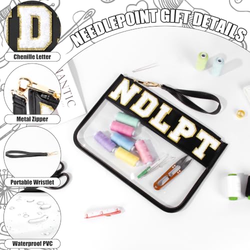 BuyCard Needlepoint Project Bag, NDLPT Clear Zipper Pouch Sewing Gifts Bag - color: Black