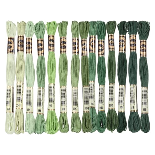 PATIKIL 14 Skeins Embroidery Floss Polyester Multicolored Grass Green - color: Multicolored Grass Green