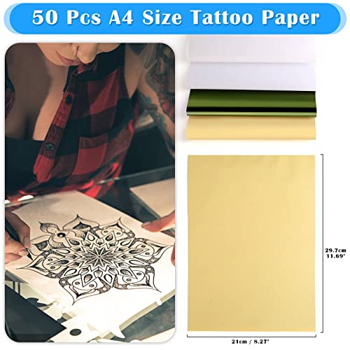 50 Sheets Tattoo Transfer Paper, Cridoz Tattoo Stencil Paper for Tattooing, Transfer Paper for Tattooing, A4 Size 8 1/4" x 11 3/4
