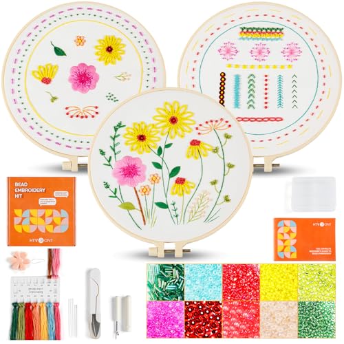 HTVRONT Sparkling Bead Embroidery Kit, 3 Sets, for Creative Decor - color: Yellow Flower Mixed Embroidery