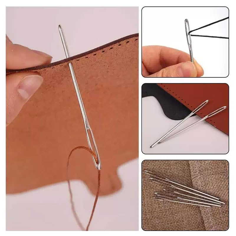 Generic 15PCS Large Eye Sewing Needles, 3 Sizes, Stainless Steel, Silver, Straight, Handmade Yarn Knitting Needles for Hand Sewing Art Crafts
