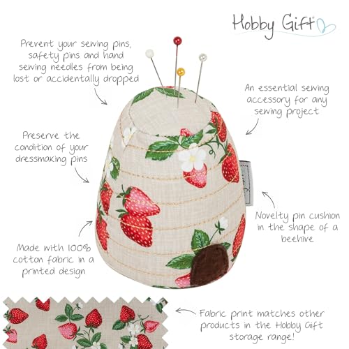 Hobby Gift Strawberry Sewing Box Gift Bundle with Matching 60 Inch Tape Measure and Pin Cushion Decorative Sewing Storage Set for Crafters Home Sewing and Thoughtful Gifts - color: Strawberry