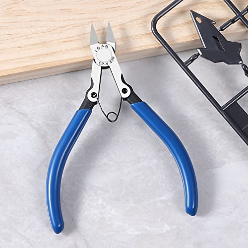 IGAN-330 Wire Flush Cutters (Pack of 5), Precision Electronic Model Sprue Wire Clippers Cutter, Blue - size: 5''x5