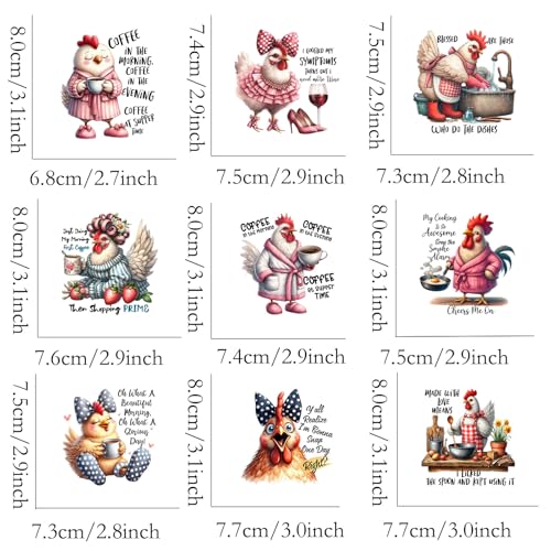 9pcs Chicken Quotes Iron On Decals Thermal Transfer Stickers for Clothing Appliqued Sublimation Patches Iron On Transfer Designs Heat Press Vinyl for Shirts Pillow Covers - style: 9PCS-G01(Small)