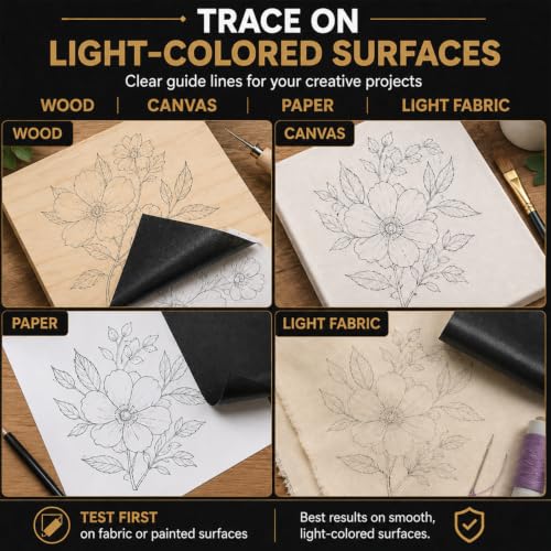 SuFly Carbon Paper for Tracing, Black Graphite Paper for Drawing, 50 Sheets - color: Graphite Black, size: 8.5 in. x 11 in. (1 Pack)