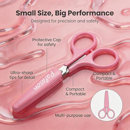 PAFASON Small Travel Sewing Craft Scissors Set Straight Precision Fine Tip - color: Straight 4in Pink + Straight 4in Purple