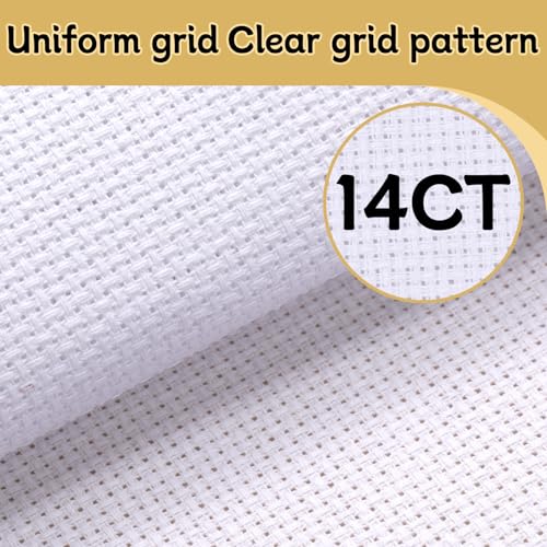 59 * 39 Inch White Cross Stitch Fabric, 14 Count Embroidery Fabrics - color: White