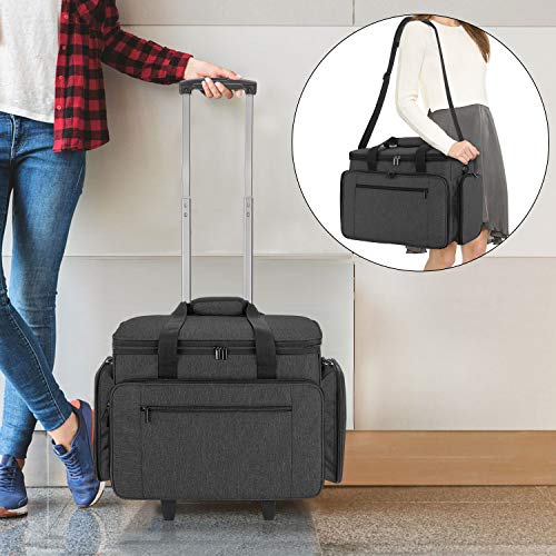 LUXJA Sewing Machine Case with Detachable Dolly, Black - color: Black, style: Sewing Machine Trolley