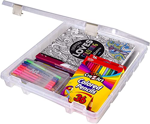 ArtBin 9100AB Super Satchel Slim 1 Open Compartment, Art & Craft Organizer, [1] Plastic Storage Case, Clear - style: 1 Compartment