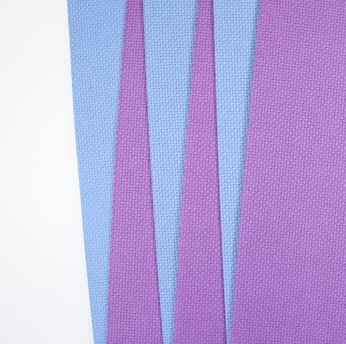 KCS 6 pc of 12" x 18"(30cmx45cm) 14CT Counted Cotton Aida Cloth Cross Stitch Fabric (Lavender+Light Blue) - color: Lavender+light Blue