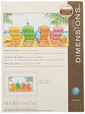Dimensions Colored Beach Chairs Counted Cross Stitch Kit, 14 Count Light Blue Aida, 7'' x 14''