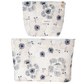 Embroidery Craft Makeup Bag with Zipper Floral Makeup Pouch 10×7 Inch - color: White and Black Flower
