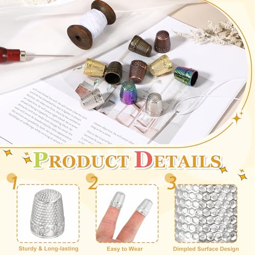 PATIKIL Sewing Thimble 10Pcs Metal Thimbles Hand Sewing Finger Craft Silver - color: Silver