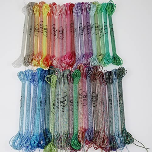 KCS 6-Strand Cross Stitch Metallic Variegated Pearl Shiny Embroidery Floss (42 skeins) - color: 42 skeins