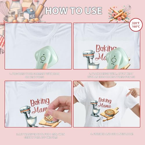 Dtf Transfers Ready to Press - 20Pcs Kitchen Queen Iron on Transfers for Tshirts, Baker Lovers Sarcastic Quotes Iron on Decals Patches, Cook Chef Bake Theme Heat Stickers for DIY Clothes - color: Kitchen Queen478