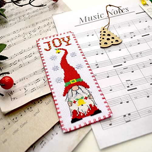 Povitrulya Christmas Santa Gnome - Counted Cross Stitch Bookmark Kit - DIY Embroidery Gift - color: Christmas Santa Gnome