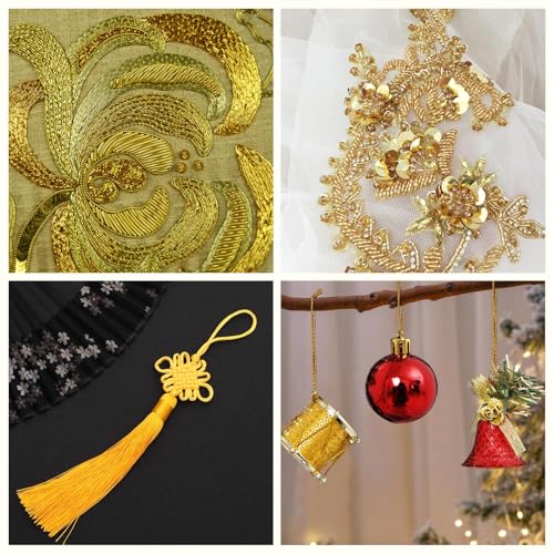 12 Skeins Metallic Embroidery Floss, 8m Each Metallic Gold Embroidery Thread for Cross Stitch, Friendship Bracelets, Sewing, Yarn Crafts & String Art Supplies (Gold)