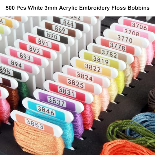 500 Pcs Acrylic Embroidery Floss Bobbins with Numbers & Color - style: No foam inserts