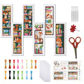 FREEBLOSS 6 Set Cross Stitch Bookmark Kits Fox Bookshelf Pattern Stamped Embroidery Kit Stitch Bookmarks DIY Book Marks Printed Cross Stitch Kits with Instructions for Beginners Adults, 8''x2.4'' - style: Fox bookshelf