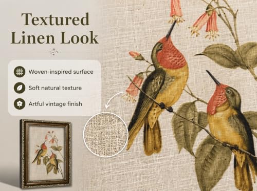 PZBPIUY Hummingbird Floral Framed Wall Art, Vintage Bird Flower Prints - color: Hummingbird, size: 11"L x 9"W