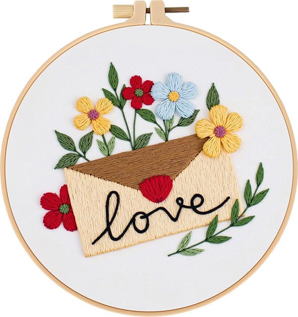Haootadiy Beginner Embroidery Kit for Adults, Easy Cross Stitch Kit for Beginners and Adults, Full Embroidery Hoop Kit with Needles and Thread Included (Pattern 16) - color: Pattern 16