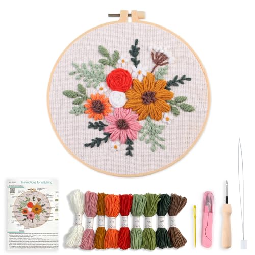Myfelicity Punch Needle Kit, Punch Needle Kits Adults Beginner, Craft Decoration and Hobbies (Mixed Bouquet) - color: Mixed bouquet