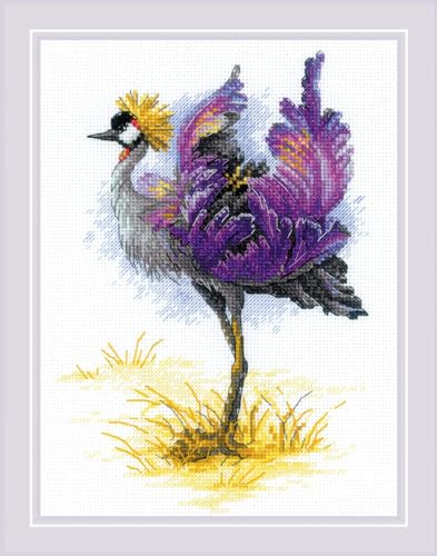 RIOLIS 2212 Crowned Crane Counted Cross Stitch Kit 7 x 9.5 in - style: Crowned Crane 2212