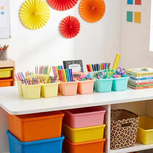 Kathfly 12 Pack Classroom Caddy Organizer with Handle Bulk, Mixed Color 1 - color: Mixed Color 1